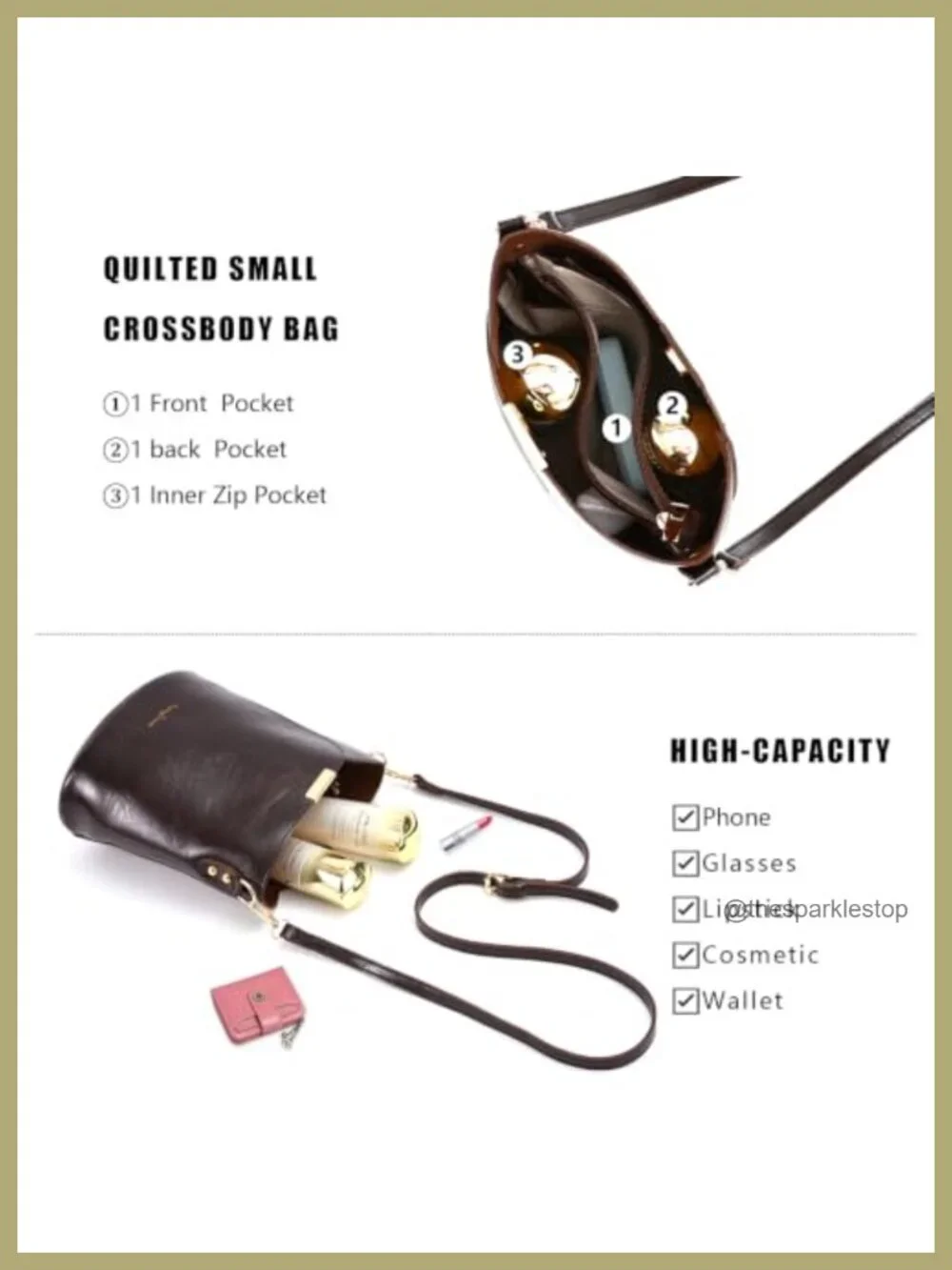 Vegan Leather Crossbody Bag Adjustable Strap Women Handbag